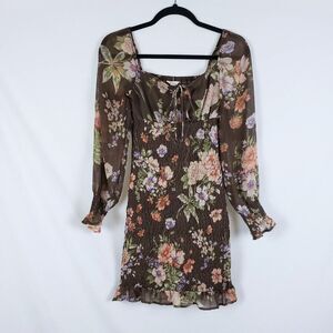 Sim & Sam Milkmaid Dress Womens XS Floral Smocked Cottagecore Boho Romantic